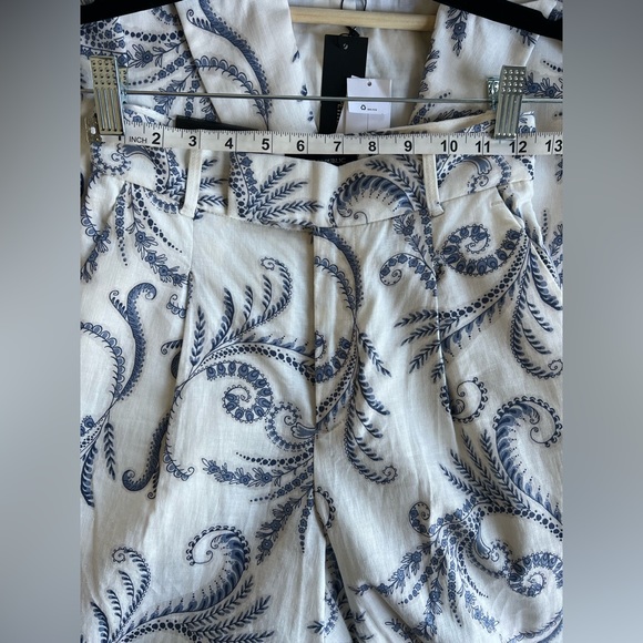 NWT Banana Republic Linen Pants — Creamy White w/Blue Paisley Floral - Picture 6 of 9